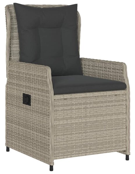 7 részes világosszürke polyrattan kerti étkezőszett párnával