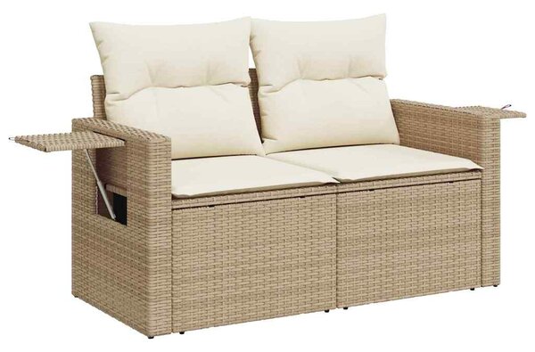 8 részes bézs polyrattan kerti ülőgarnitúra párnával
