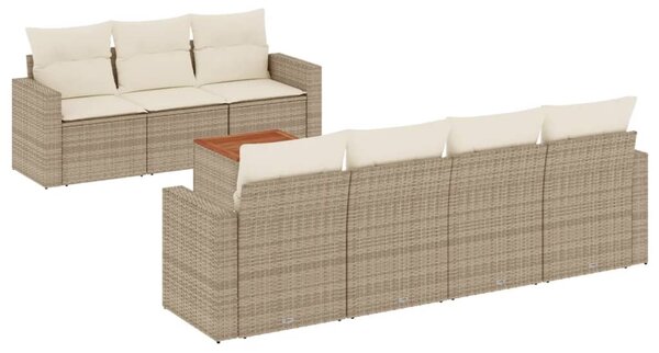 8 részes bézs polyrattan kerti ülőgarnitúra párnával