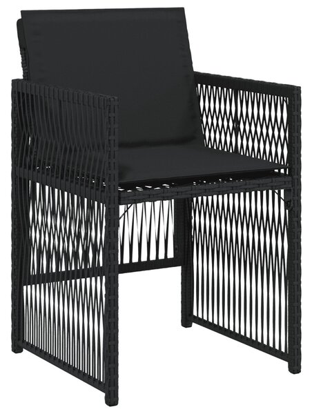 11 részes fekete polyrattan kerti étkezőgarnitúra párnákkal