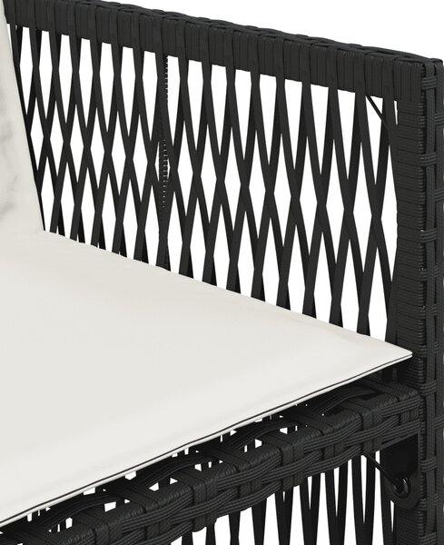 7 részes fekete polyrattan kerti étkezőgarnitúra párnával