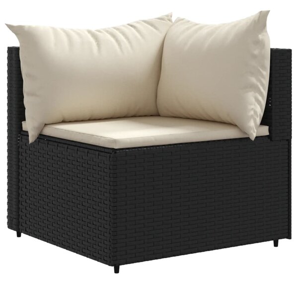5 részes fekete polyrattan kerti ülőgarnitúra párnákkal