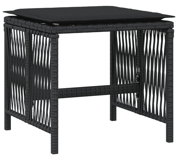 9 részes fekete polyrattan kerti étkezőgarnitúra párnákkal