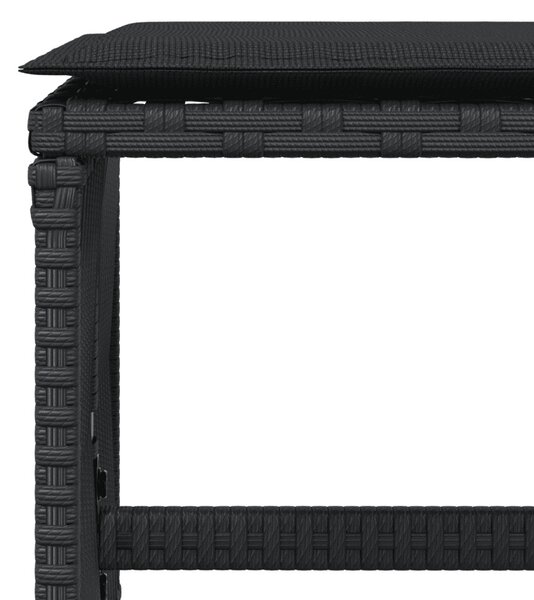 9 részes fekete polyrattan kerti étkezőgarnitúra párnákkal