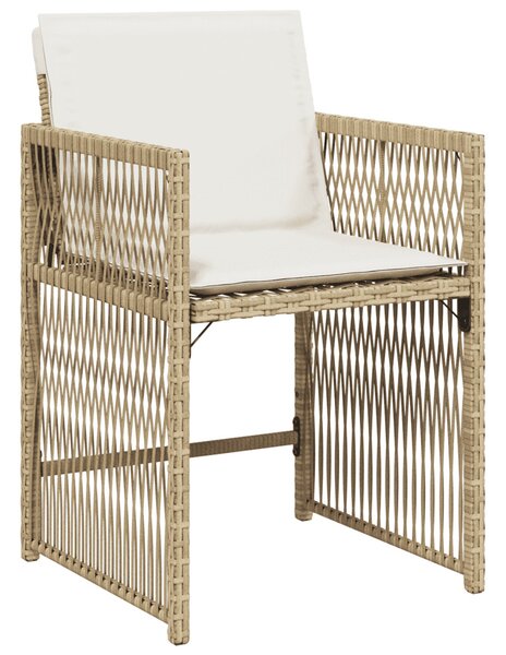 11 részes bézs polyrattan kerti étkezőgarnitúra párnákkal