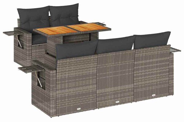 6 részes szürke polyrattan kerti ülőgarnitúra párnákkal