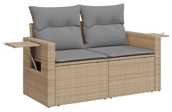 7 részes bézs polyrattan kerti ülőgarnitúra párnákkal
