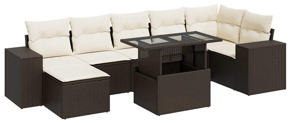 8 részes barna polyrattan kerti ülőgarnitúra párnákkal