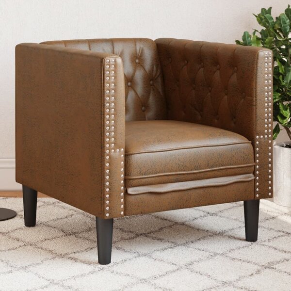 VidaXL barna művelúr Chesterfield kanapéfotel