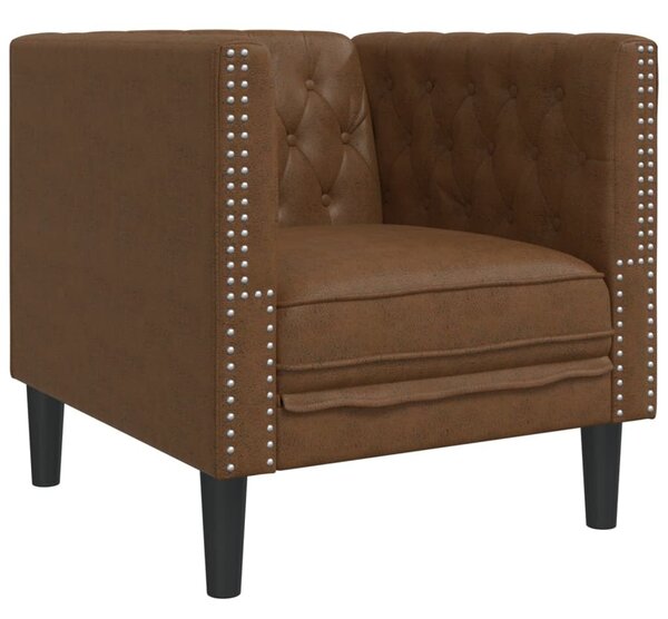 VidaXL barna művelúr Chesterfield kanapéfotel
