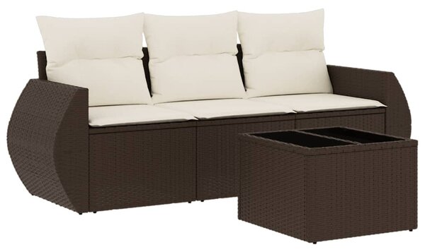 4 részes barna polyrattan kerti ülőgarnitúra párnákkal