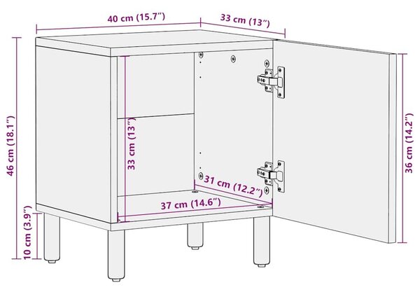 VidaXL 2 db tömör akácfa éjjeliszekrény 40 x 33 x 46 cm