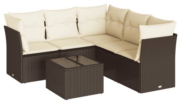 6 részes barna polyrattan kerti ülőgarnitúra párnával