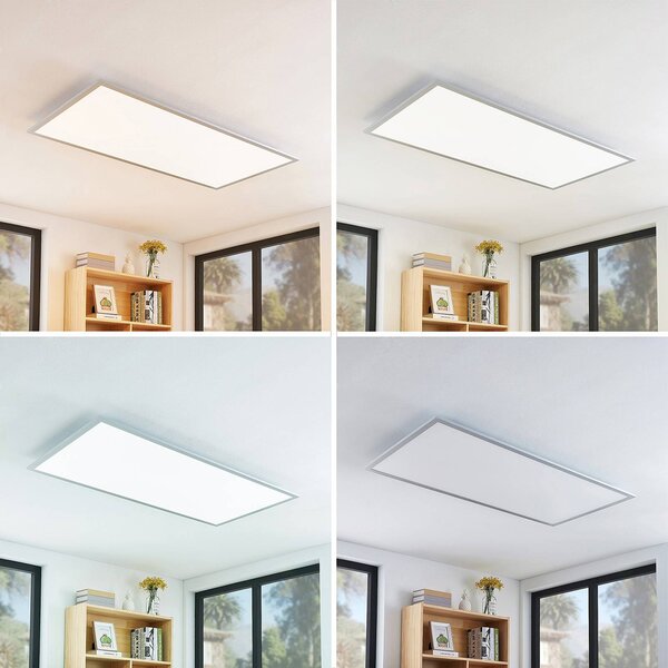 Lindby Zento LED panel, CCT, távirányító, szabály., dimmelhető, Alu / szürke / cink, Konyha, Műanyag, Modern