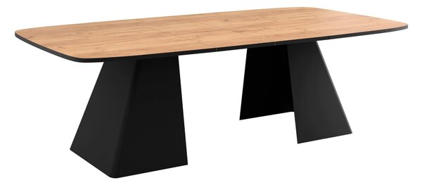 Asztal Oswego 169, 76x110cm, Kézműves aranytölgy, Fekete