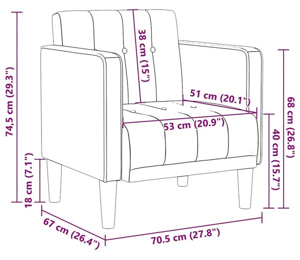 VidaXL fekete bársony kanapészék karfás szék 53 cm