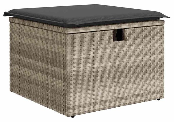 6 részes világosszürke polyrattan kerti ülőgarnitúra párnákkal