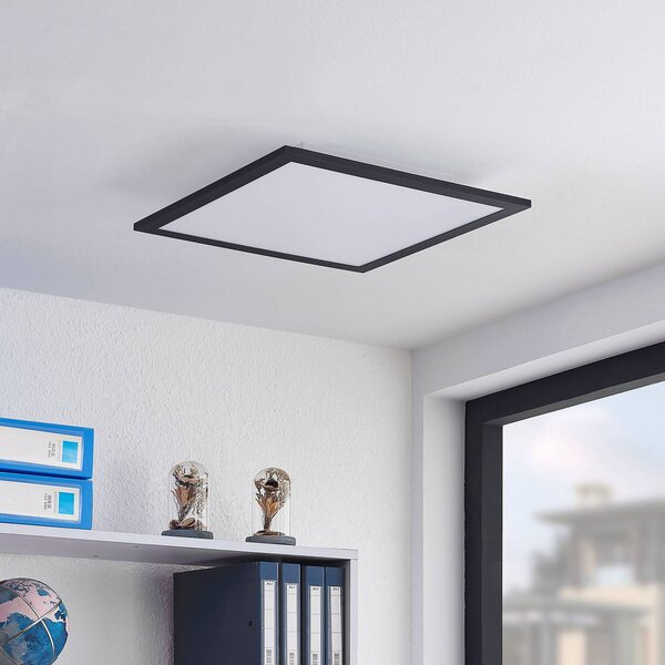 Lindby LED panel Nelios, 40 x cm, 4,000K, fekete, fém, Fekete, Konyha, Alumínium, Modern