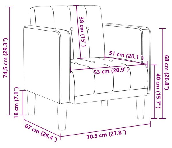 VidaXL fekete bársony kanapészék karfás szék 53 cm