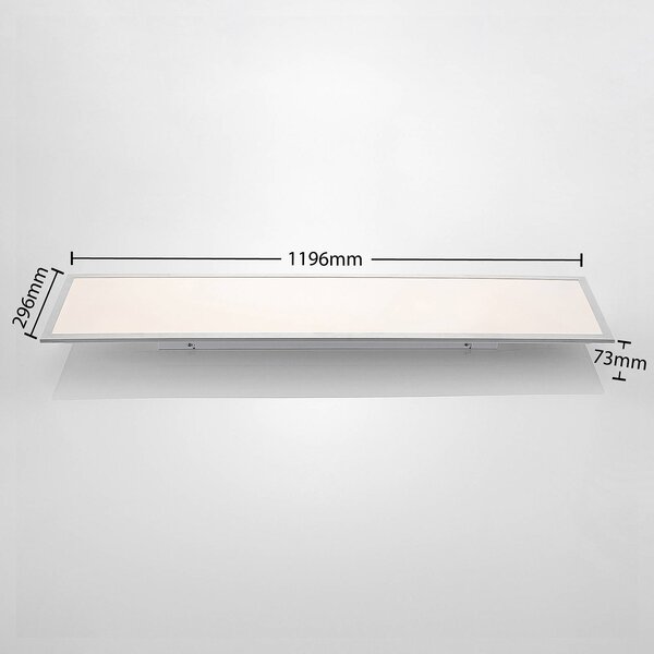 Lindby LED panel Stenley, CCT, 120 cm x 30 cm, dimmelhető, dimmelhető, Fehér / opál, Konyha, Műanyag, Modern