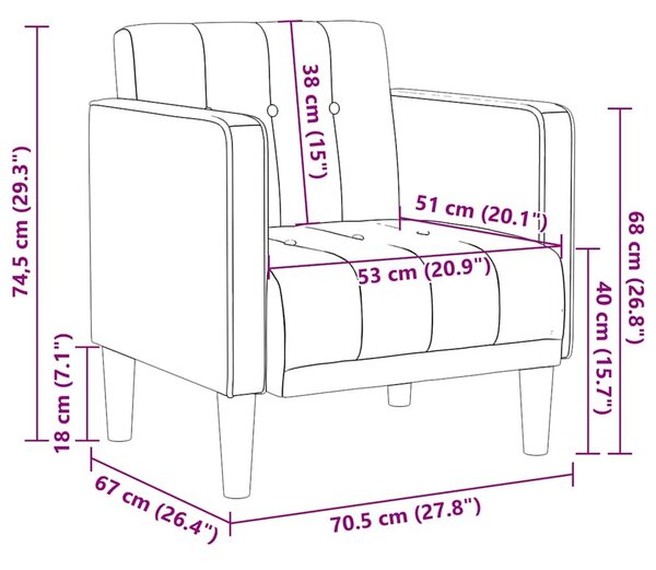 VidaXL tópszínű szövet kanapészék karfás szék 53 cm