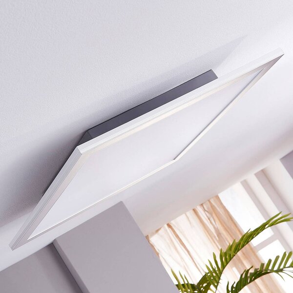 Lindby LED panel Livel, 2 darabos szett, 4,000 K, 40 x cm, ezüst színű, Alu / szürke / cink, Konyha, Műanyag, Modern