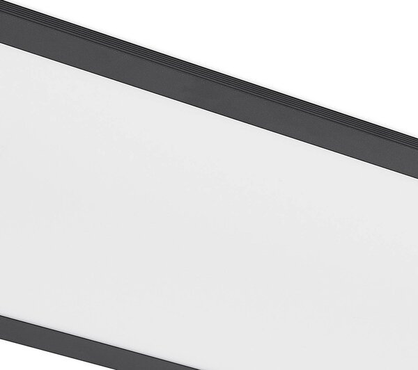 Lindby Nelios LED panel, 120 x 30 cm, CCT, fekete, fém, dimmelhető, Fekete, Konyha, Alumínium, Modern