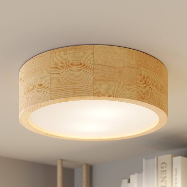 TEMAR LIGHTING Cleo mennyezeti lámpa, Ø 27.5cm, 2-lámpás, fenyőfa, E27, dimmelhető, Világos fa, Nappali / Étkező, Modern