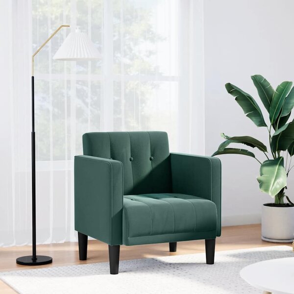VidaXL sötétzöld bársony kanapészék karfás szék 53 cm