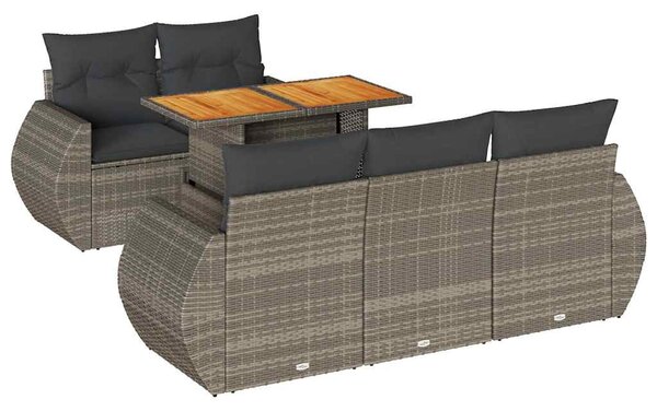 6 részes szürke polyrattan kerti ülőgarnitúra párnákkal