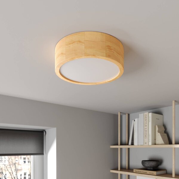 TEMAR LIGHTING Cleo mennyezeti lámpa, Ø 27.5cm, 2-lámpás, fenyőfa, E27, dimmelhető, Világos fa, Nappali / Étkező, Modern