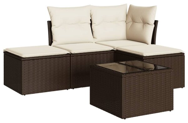 5 részes barna polyrattan kerti ülőgarnitúra párnával