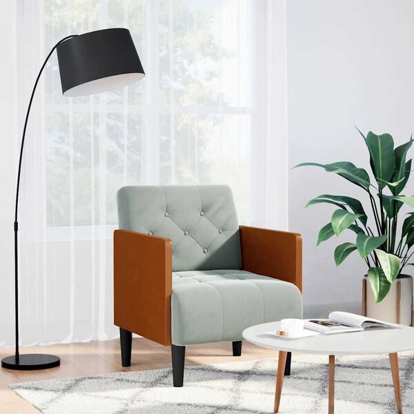 VidaXL világosszürke bársony kanapészék karfás szék 55 cm
