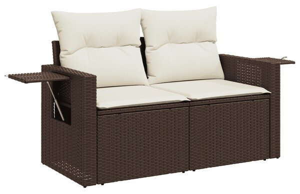 8 részes barna polyrattan kerti ülőgarnitúra párnákkal