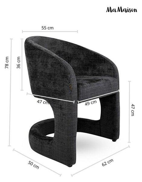 MaMaison Shelly Modern Kárpitozott Fotel Fekete