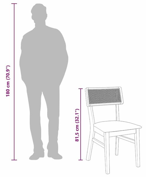 VidaXL 2 db barna tömörfa gumiból készült étkezőszékek párnákkal