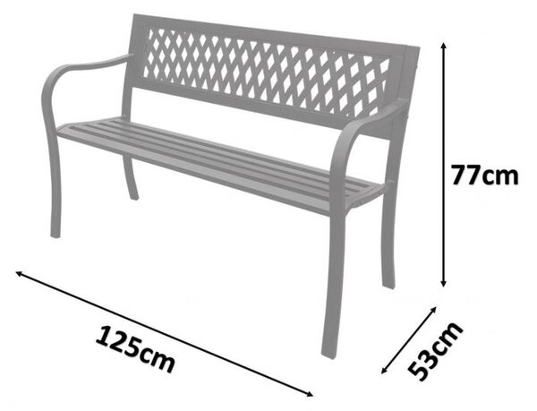 Kerti pad fém vázzal 125x53x77 cm (rózsa)