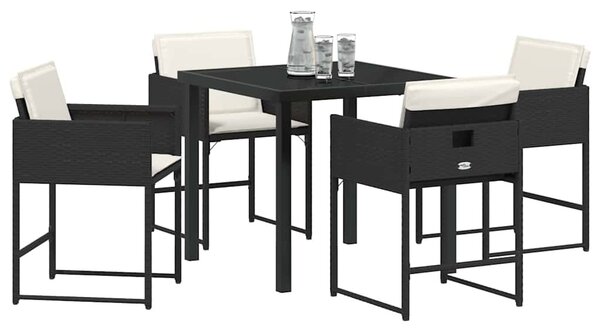 Kert étkező szett párnával 5 pcs Fekete polirattan