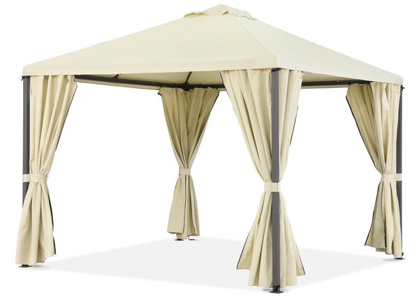 Madrid Garden Point 3x3 m-es beige kerti pavilon, függönyökkel felszerelt