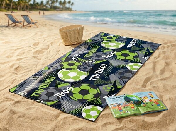 Gyorsan száradó színes strand fürdőlepedő GOAL 70 x 140 cm, 100% mikroszál