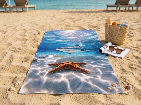 Gyorsan száradó strand fürdőlepedő AQUALIS kék 70 x 140 cm, 100% mikroszál