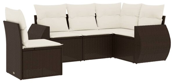 5 részes barna polyrattan kerti ülőgarnitúra párnával