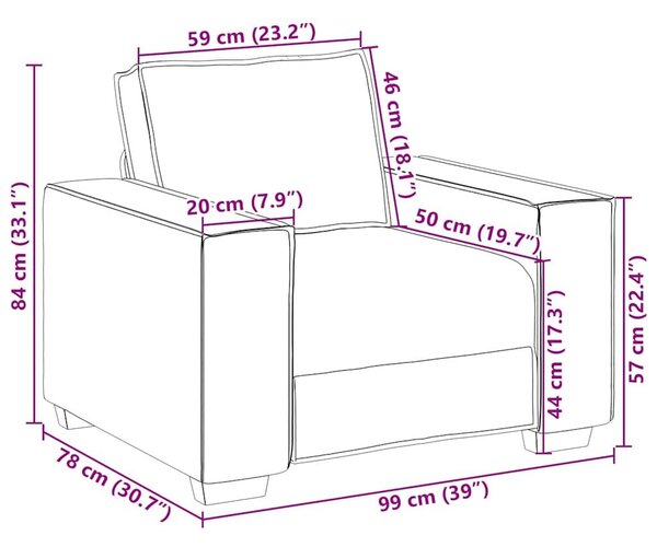 VidaXL világosszürke bársony kanapéfotel 100x78x84 cm