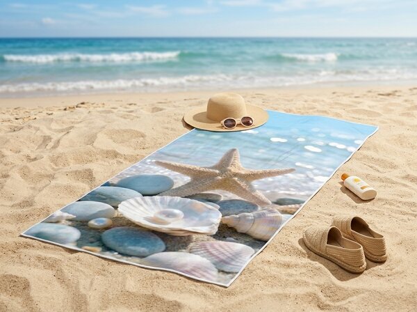 Gyorsan száradó strandfürdőlepedő MARBELLA színes 70 x 140 cm, 100% mikroszál