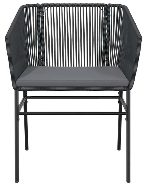 5 részes fekete polyrattan üveg kerti étkezőgarnitúra párnákkal