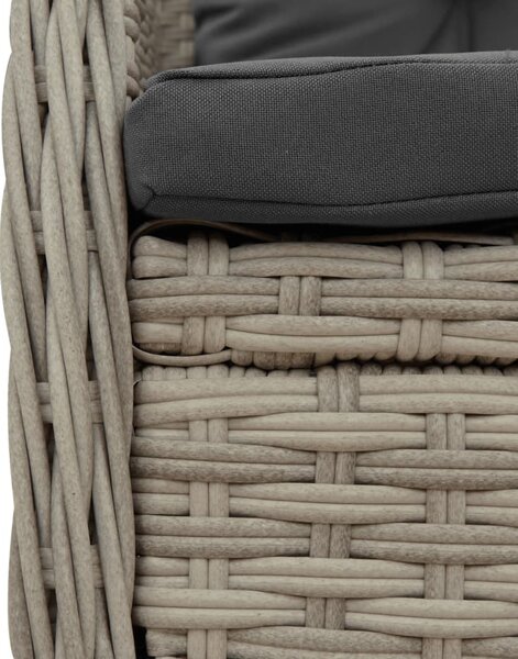 3részes világosszürke polyrattan kerti étkezőgarnitúra párnával