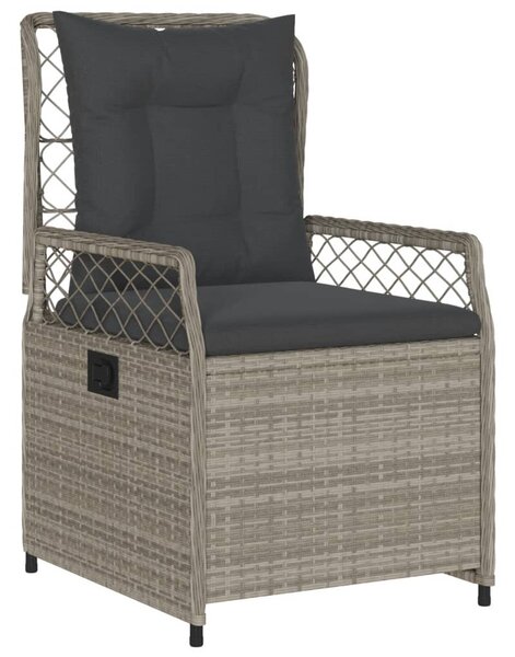 5részes világosszürke polyrattan kerti étkezőgarnitúra párnával
