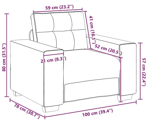 VidaXL világosszürke bársony kanapéfotel 59 cm