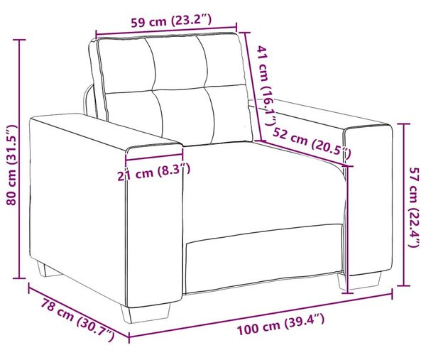 VidaXL bordó bársony kanapéfotel 59 cm