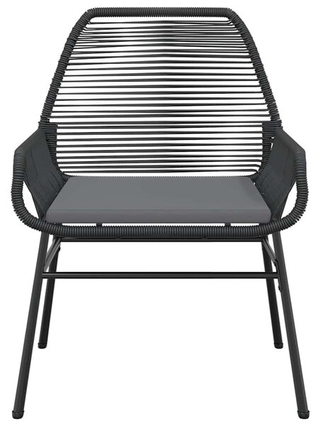 7 részes fekete polyrattan üveg kerti étkezőgarnitúra párnákkal
